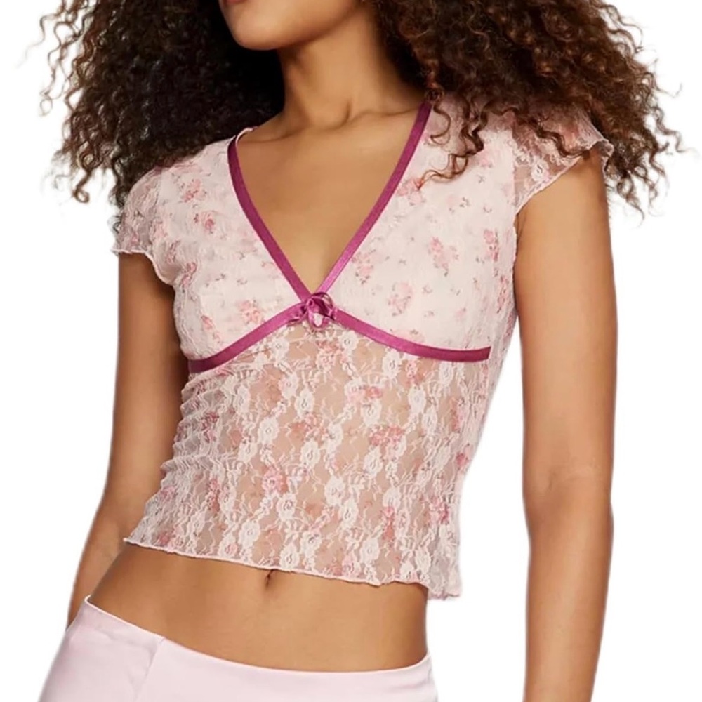 Kimchi Blue Pink Lace Chemise